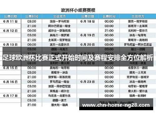 足球欧洲杯比赛正式开始时间及赛程安排全方位解析 足球欧洲杯比赛正式开始时间及赛程安排全方位解析